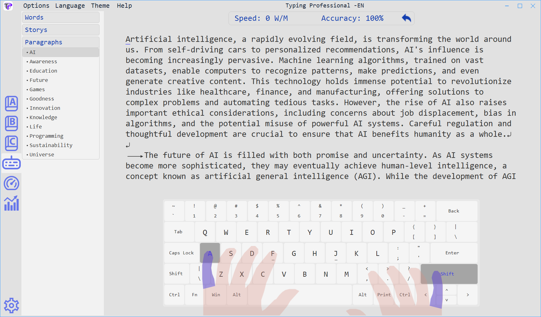 Typing Professional App Screenshot